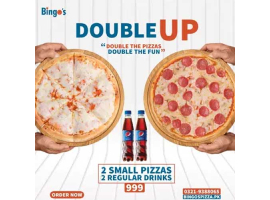 Bingo’s Pizza Small Double UP For Rs.999/-